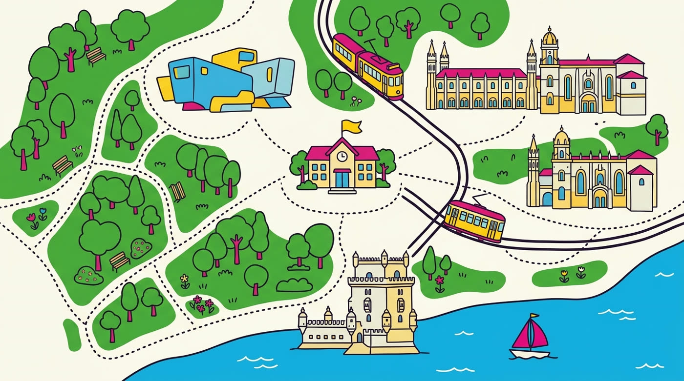 Ilustração em recorte de papel do bairro de Belém